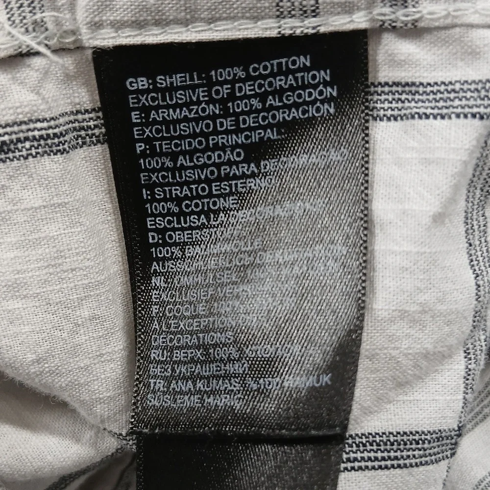 The North Face Plaid Button‎ Up Shirt Men's L Gray White Short Sleeve